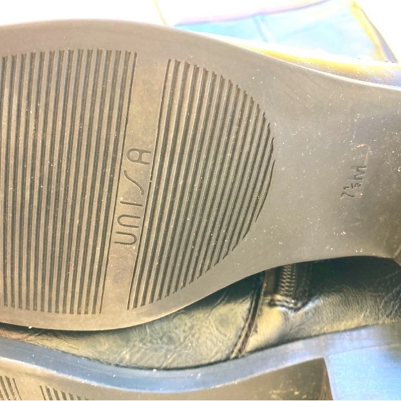 Unisa Boots Black Brown Tall Riding Faux Leather Heel Size 7.5 - Picture 3 of 4